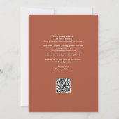 Elegante moderne QR-code terracotta bruiloft Save The Date (Achterkant)