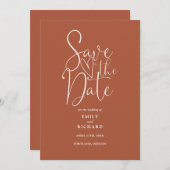 Elegante moderne QR-code terracotta bruiloft Save The Date (Voorkant / Achterkant)