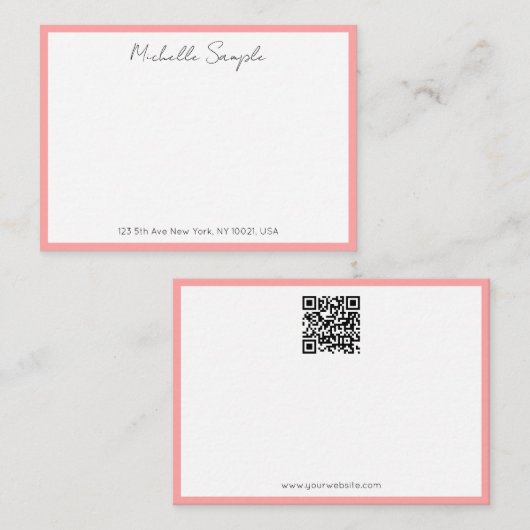 Elegante moderne QR-code typografie scriptnaam Notitiekaartje (Voorkant / Achterkant)