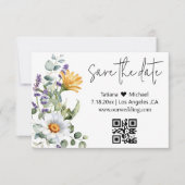 elegante moderne qr - code waterverf wilde bloemen save the date (Voorkant)