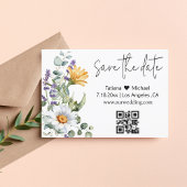 elegante moderne qr - code waterverf wilde bloemen save the date