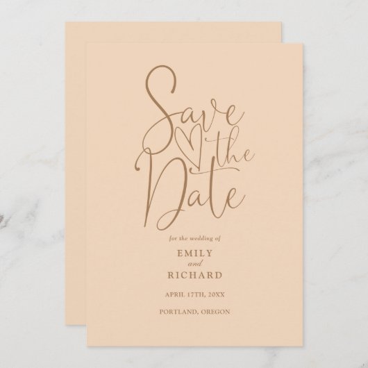 Elegante moderne QR-code zachte perzik bruiloft Save The Date (Voorkant / Achterkant)