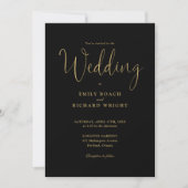 Elegante moderne QR-code zwart en gouden bruiloft Kaart (Voorkant)