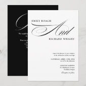 Elegante Moderne QR-code Zwart-Wit Bruiloft Kaart (Voorkant / Achterkant)
