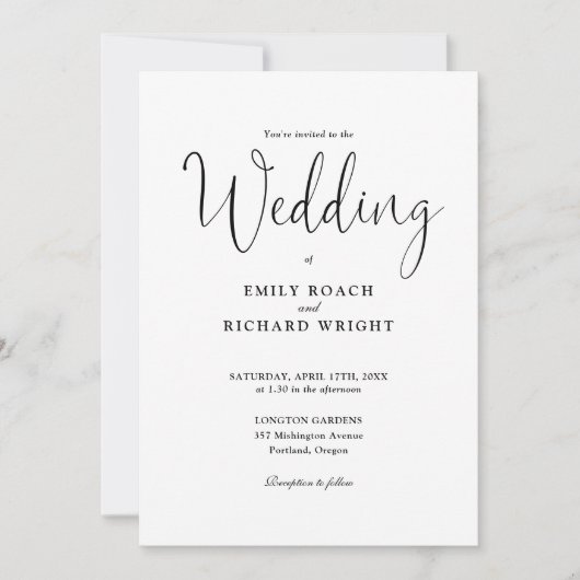 Elegante moderne QR-code zwart-wit bruiloft Kaart (Voorkant)