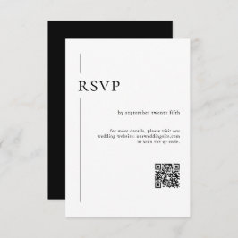 Elegante moderne QR-code zwart-wit bruiloft RSVP Kaartje