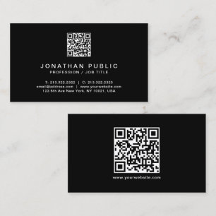 Elegante moderne QR-code zwart-wit Professional Visitekaartje