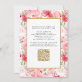 Elegante moderne QR roze bloemen goud Quinceañera Kaart (Achterkant)