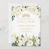 Elegante moderne QR witgouden bloemenquinceañera Kaart (Voorkant)