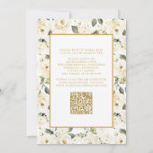 Elegante moderne QR witgouden bloemenquinceañera Kaart (Achterkant)