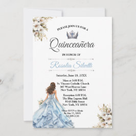 Elegante moderne Quinceanera blauw en zilver Kaart