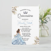 Elegante moderne Quinceanera blauw en zilver Kaart (Staand voorkant)