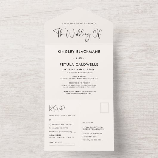 Elegante & moderne Red Clay bruiloft All In One Uitnodiging (Binnen)