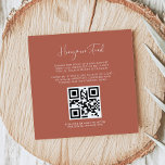 Elegante & moderne Red Clay Honeymoon fonds QR cod Informatiekaartje<br><div class="desc">Een moderne typografie en een trendy terracotta kleur voor je trouwbenodigdheden: kies deze eenvoudige en elegante trouwsuite. Volledig aanpasbaar: u kunt de achtergrond en de tekstkleur wijzigen zoals u wilt. Vervang het afbeelding door uw eigen aangepaste QR-code om uw gasten toegang te geven tot uw digitale wensen.</div>