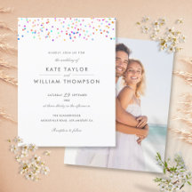 Elegante Moderne Regenboog Confetti Foto Bruiloft