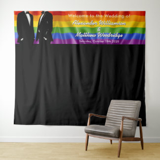 Elegante moderne regenboog huwelijksachtergrond vo wandkleed