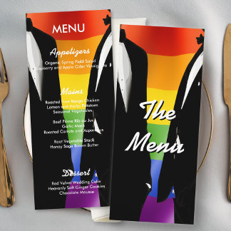 Elegante moderne regenboog huwelijksmenu voor homo menu