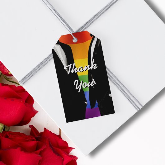 Elegante Moderne Regenboog Trouw Dankjewel voor He Cadeaulabel