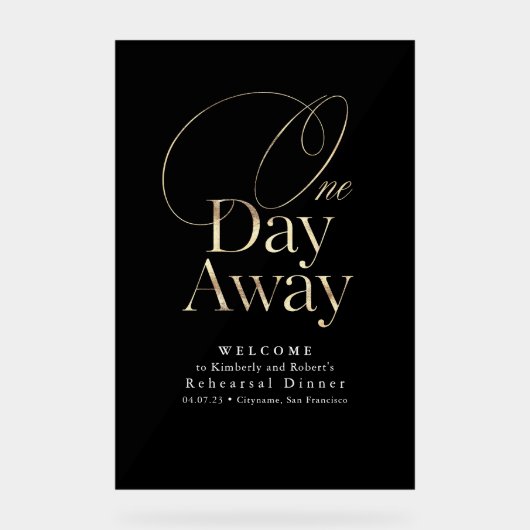 Elegante moderne repetitie diner zwart welkom acryl bord (Voorkant)