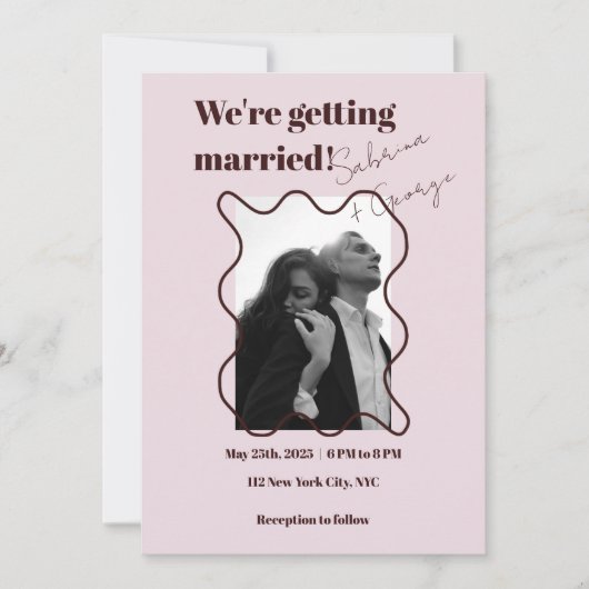 Elegante moderne retro foto bruiloft kaart (Voorkant)