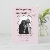 Elegante moderne retro foto bruiloft kaart (Staand voorkant)