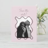 Elegante moderne retro foto bruiloft save the date (Staand voorkant)