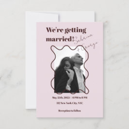 Elegante Moderne Retro Foto QR Code Trouwdag Kaart