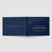 Elegante moderne retro gouden marineblauwe huwelij gastenboek (Volledig)