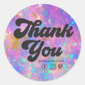 Elegante moderne retro gouden opaal steen dank u ronde sticker (Voorkant)