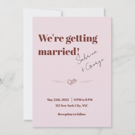 Elegante moderne retro handgeschreven bruiloft kaart (Voorkant)