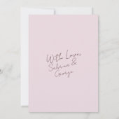 Elegante moderne retro handgeschreven bruiloft kaart (Achterkant)