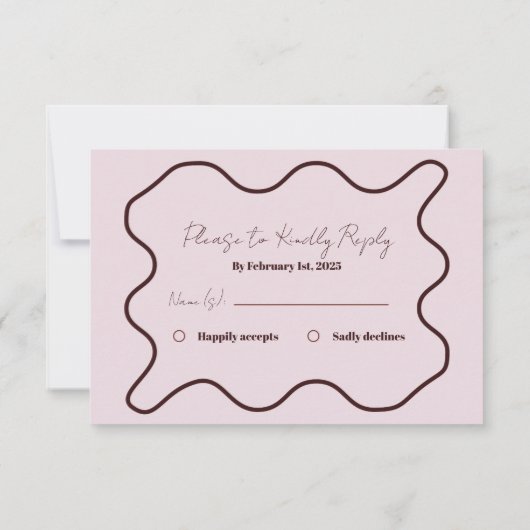 Elegante moderne retro minimalistische bruiloft RSVP kaartje (Achterkant)