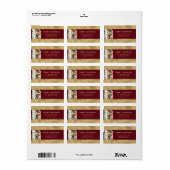 Elegante moderne rode en faux gouden kerstfoto etiket (Full Sheet)