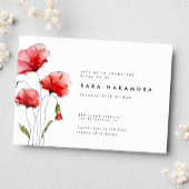 Elegante Moderne Rode Klaproos Bruiloft Feest Kaart