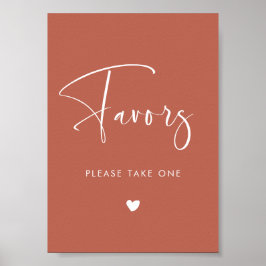 Elegante & Moderne Rode klei bruiloft Favors teken Poster