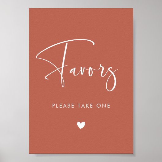 Elegante & Moderne Rode klei bruiloft Favors teken Poster (Voorkant)