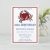 Elegante moderne rode krab zeevruchten verjaardags kaart (Staand voorkant)