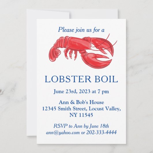 Elegante moderne rode kreeft kookfeest kaart (Voorkant)