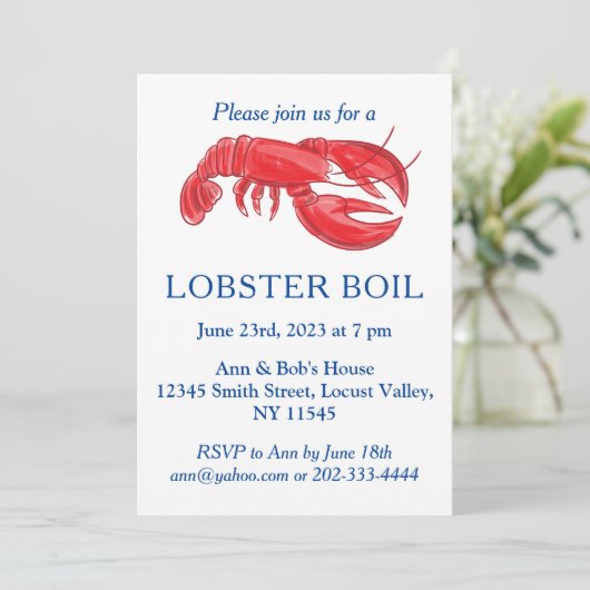 Elegante moderne rode kreeft kookfeest kaart (Staand voorkant)
