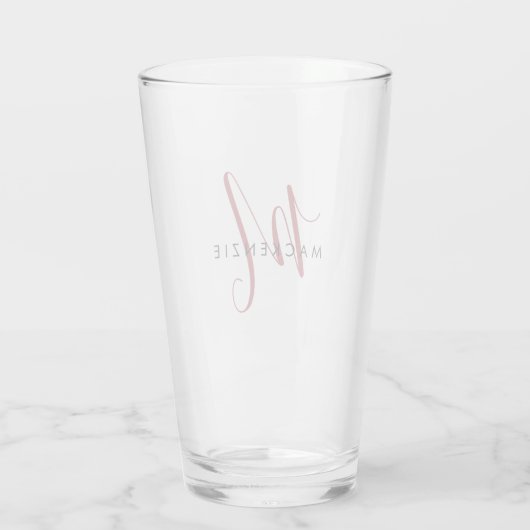 Elegante moderne rode script monogram glas (Achterkant)