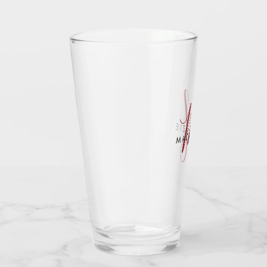 Elegante moderne rode script monogram glas (Rechts)