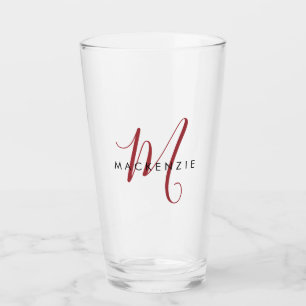 Elegante moderne rode script monogram glas