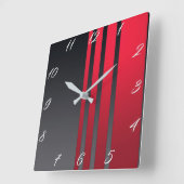 Elegante, moderne rode strepen op donkergrijs vier vierkante klok (Hoek)