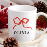 Elegante moderne rode strik lint koffiemok<br><div class="desc">Elegante moderne traditionele rode strik lint eenvoudig stijlvol op trend kerstvakantie voorkeur decor cadeau mok.</div>
