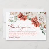 Elegante Moderne Rode Winter Kerst Bruidsfeest Bedankkaart (Voorkant)