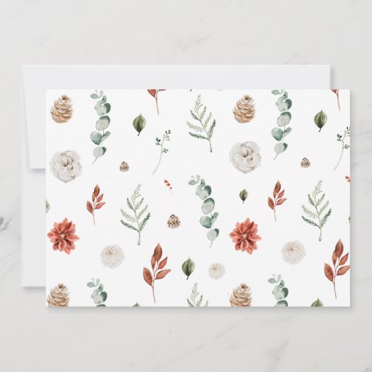 Elegante Moderne Rode Winter Kerst Bruidsfeest Bedankkaart (Achterkant)