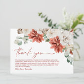 Elegante Moderne Rode Winter Kerst Bruiloft Bridal Bedankkaart (Staand voorkant)