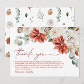 Elegante Moderne Rode Winter Kerst Bruiloft Bridal Bedankkaart (Voorkant / Achterkant)