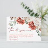 Elegante Moderne Rode Winter Kerst Bruiloft Bridal Bedankkaart (Staand voorkant)