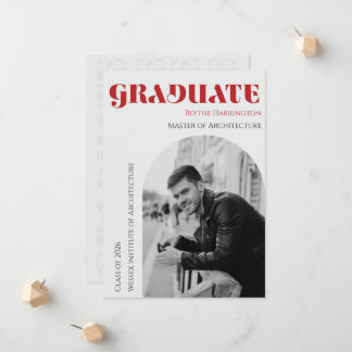 Elegante moderne rode zwarte & grijze graduatie aankondiging
